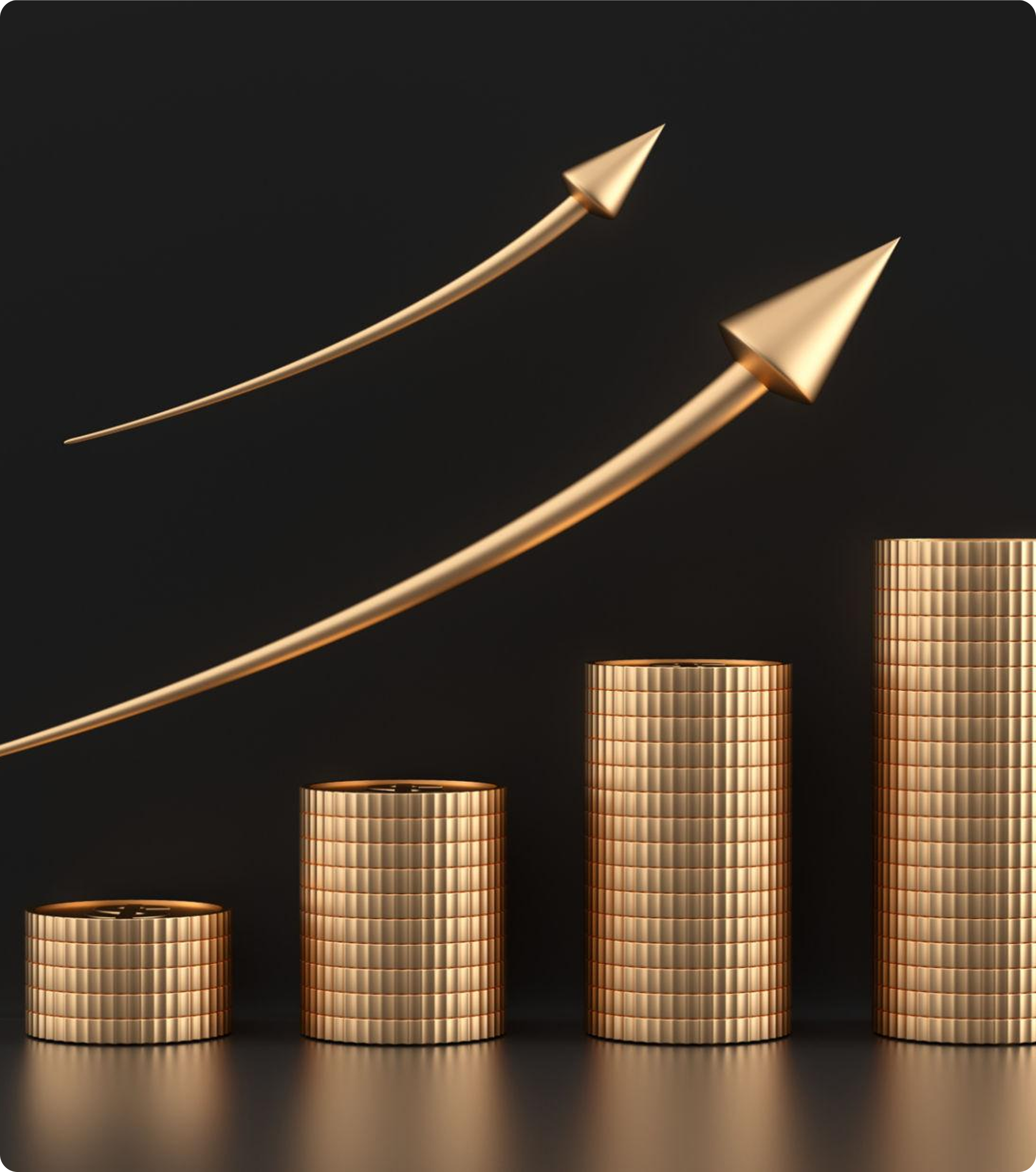 Rising investment bars and growth arrows